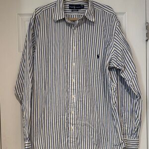 Ralph Lauren Men's Shirt with Blue and White Stripes